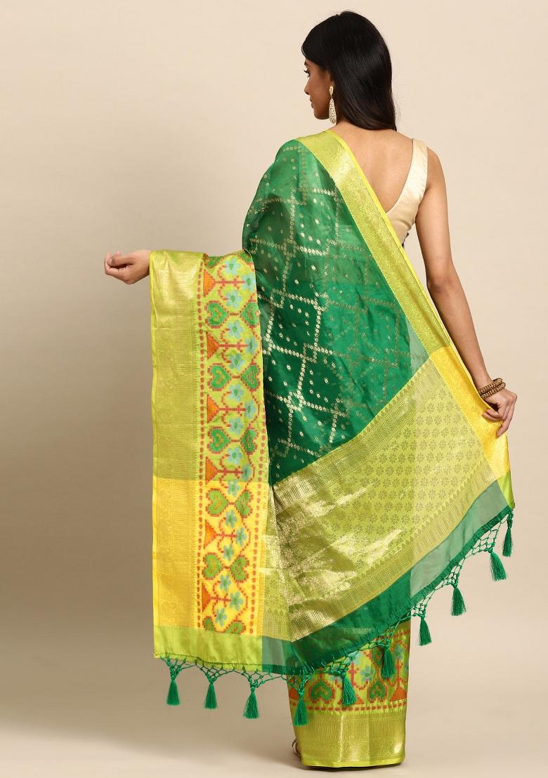 Green Woven Design Silk Blend Saree