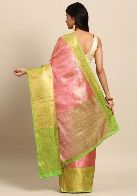 Pink Woven Design Tissue Silk Saree