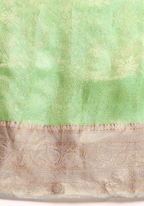Green Woven Design Tissue Silk Saree