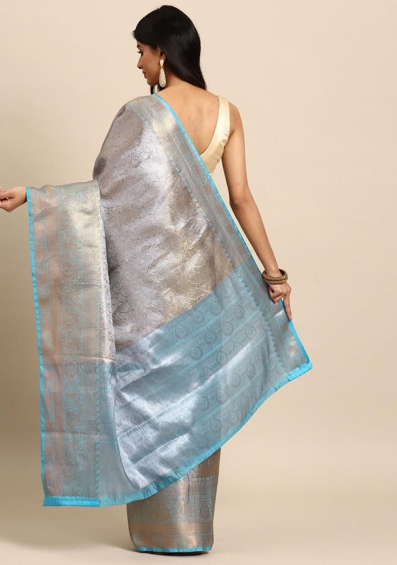 Blue Woven Design Tissue Silk Saree