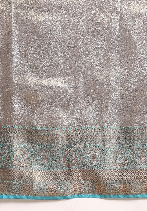 Blue Woven Design Tissue Silk Saree