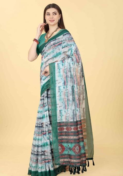Multicolor Dye Cotton Blend Saree