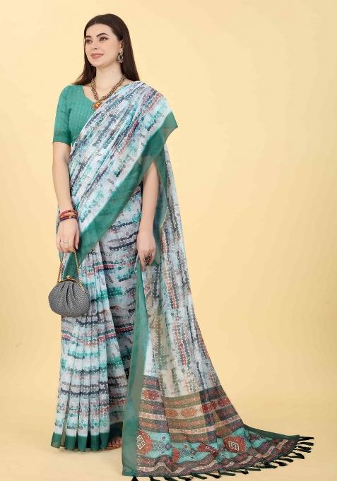 Multicolor Dye Cotton Blend Saree