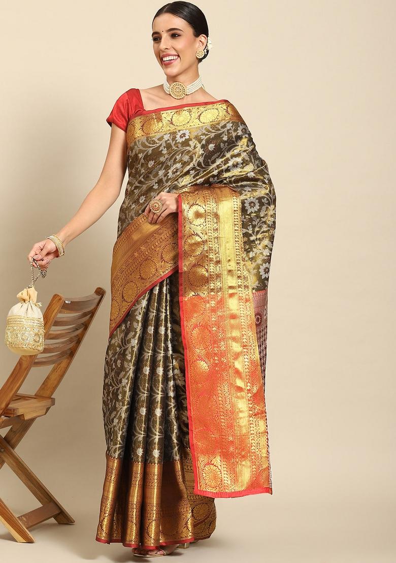 Black Woven Design Art Silk Saree