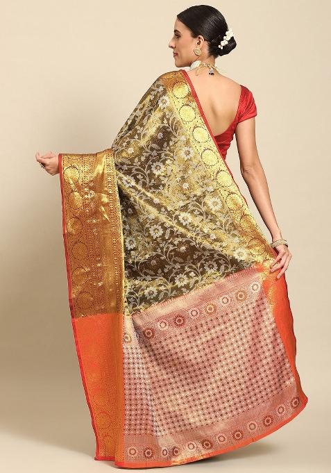 Black Woven Design Art Silk Saree