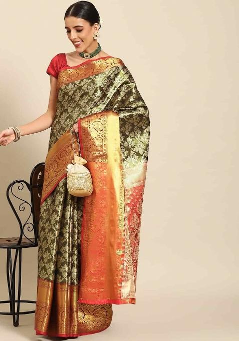 Black Woven Design Art Silk Saree