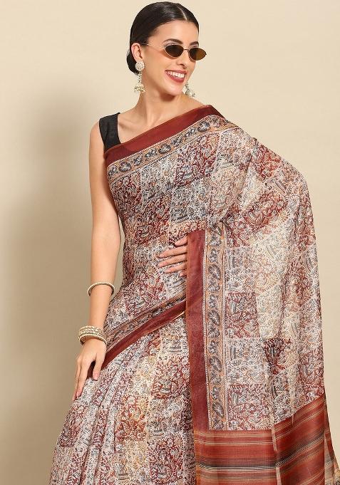 Multicolor Printed Pure Cotton Saree