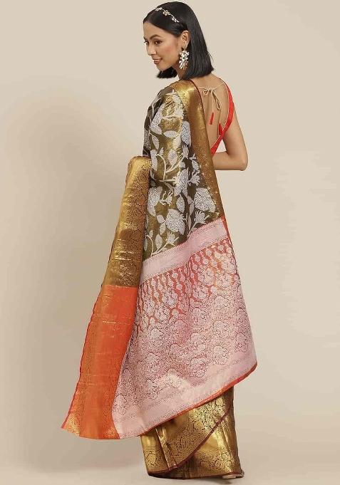 Black Embellished Pure Silk Saree