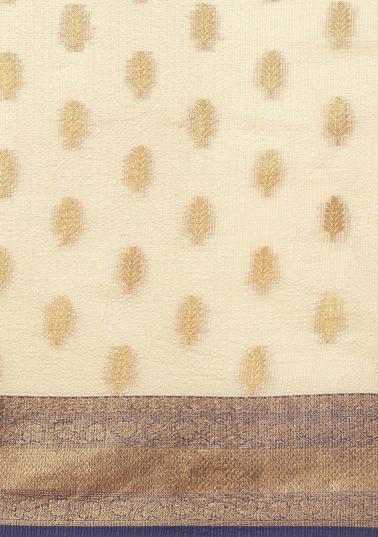 Navy Blue Woven Design Tissue Silk Saree