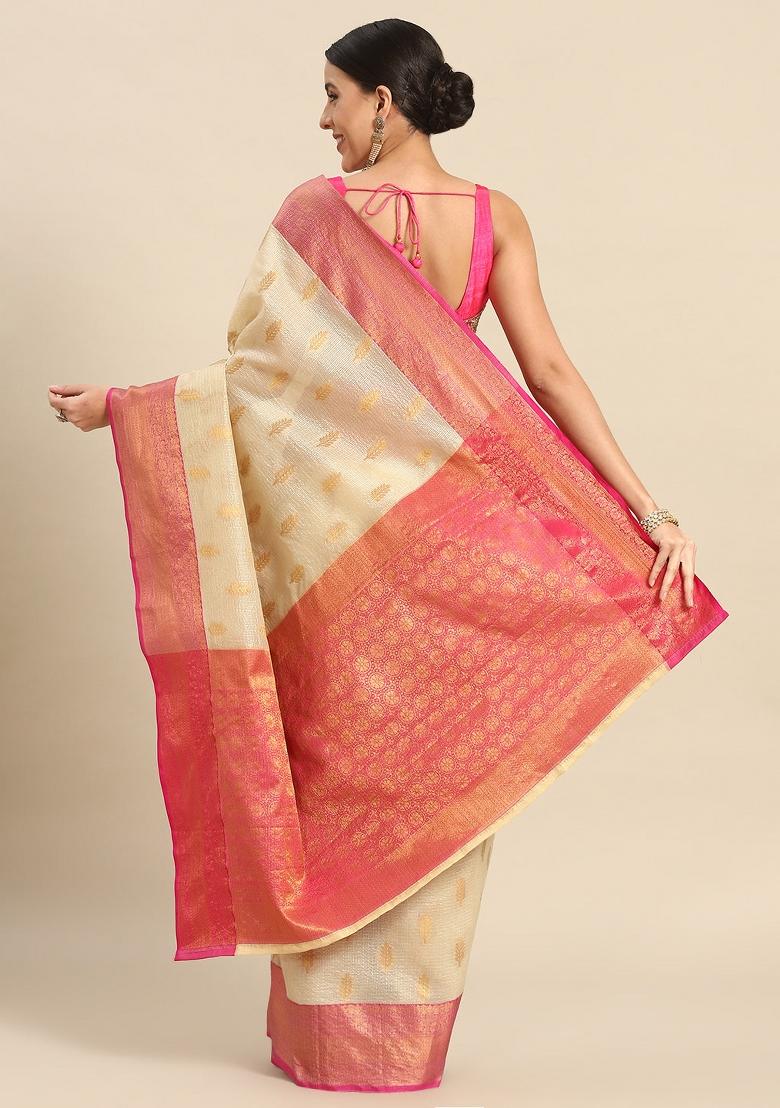 Yellow Woven Design Tissue Silk Saree