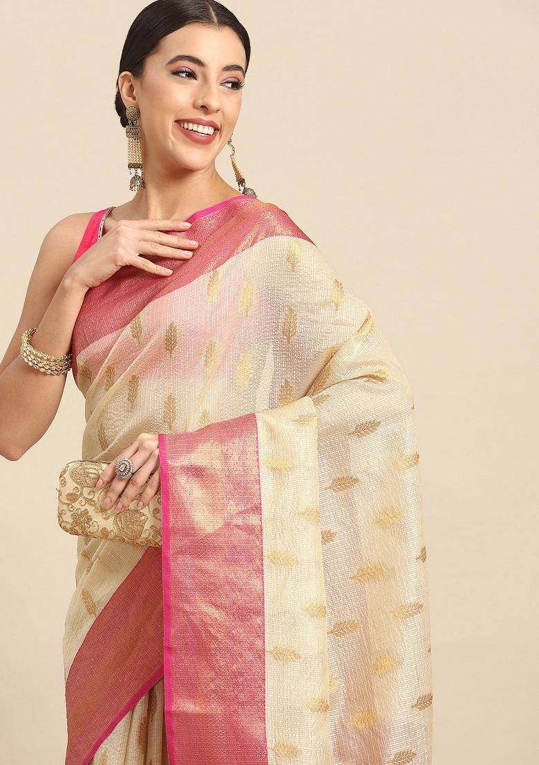 Yellow Woven Design Tissue Silk Saree