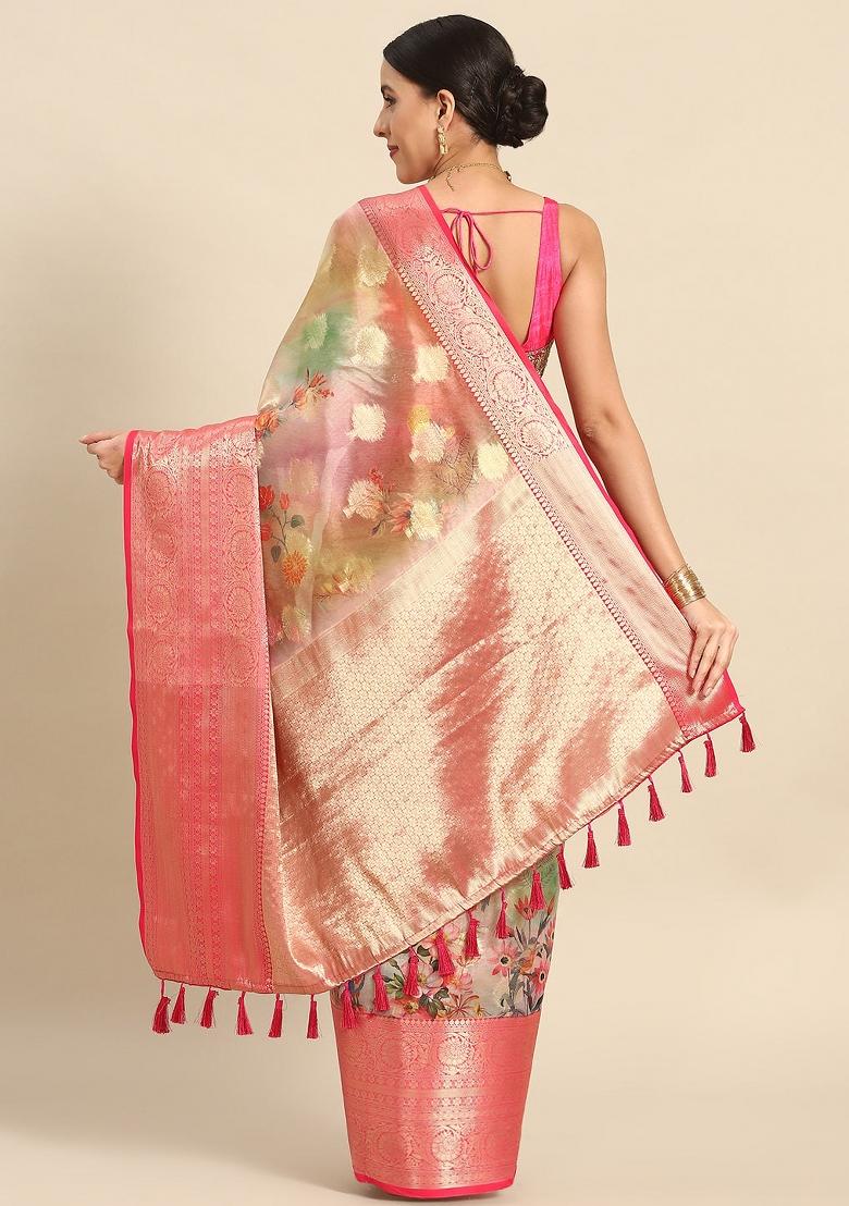 Multicolor Printed Chanderi Art Silk Saree