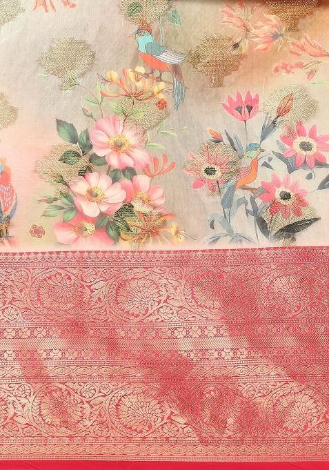 Multicolor Printed Chanderi Art Silk Saree