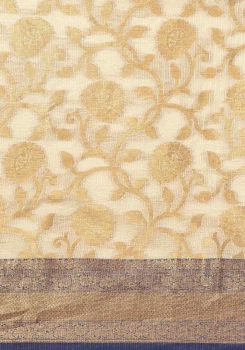 Navy Blue Woven Design Tissue Silk Saree