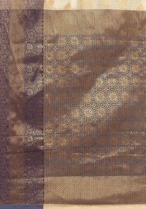 Navy Blue Woven Design Tissue Silk Saree