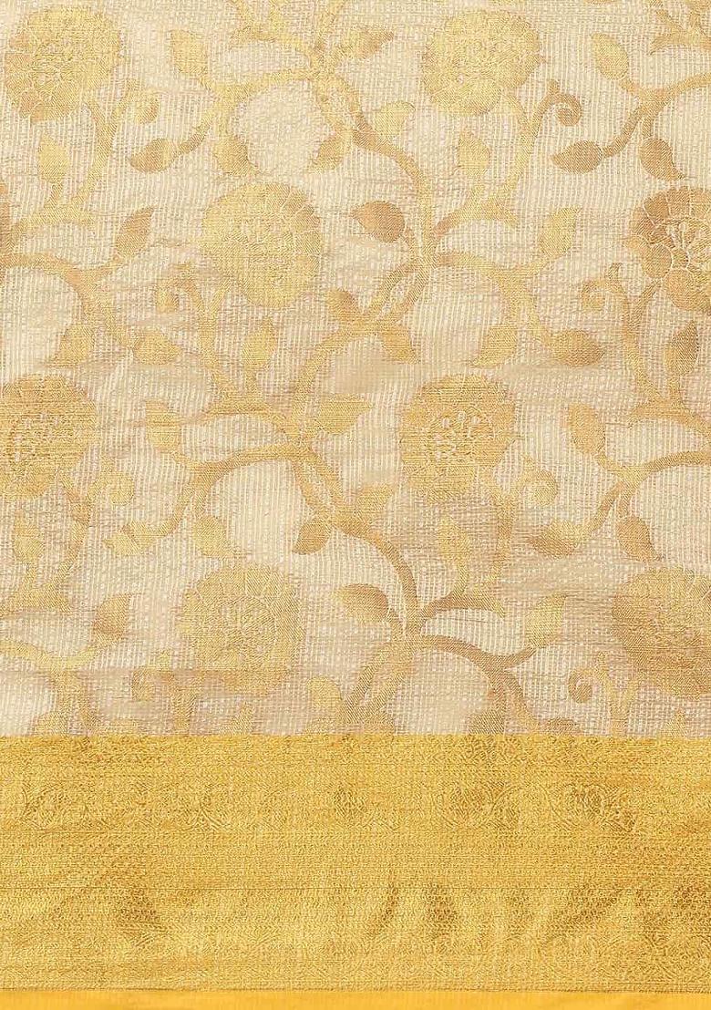 Yellow Woven Design Tissue Silk Saree