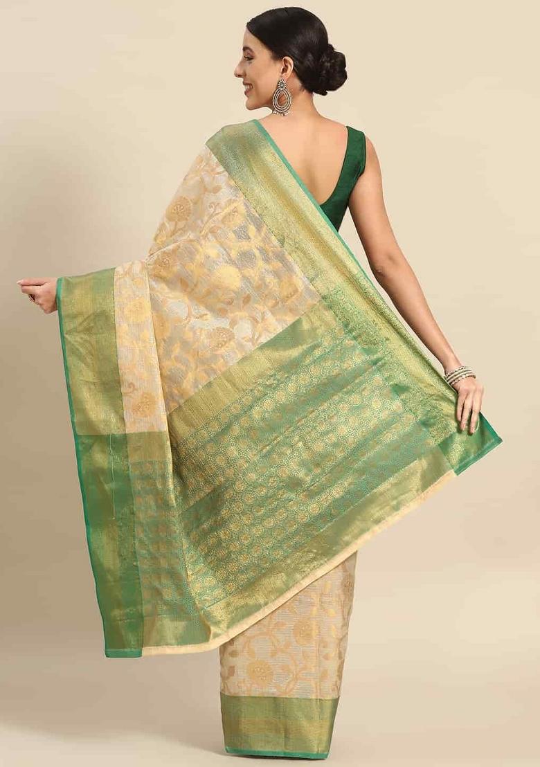 Green Woven Design Tissue Silk Saree