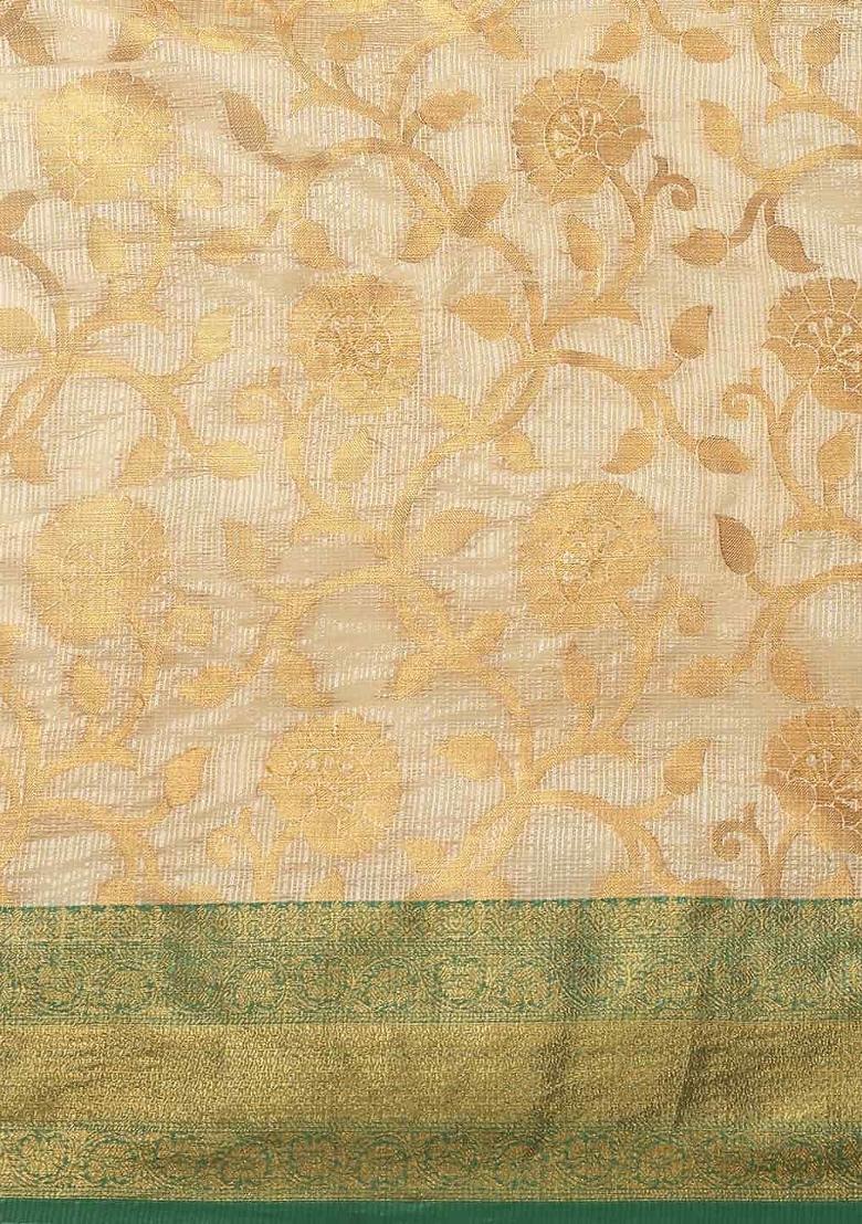 Green Woven Design Tissue Silk Saree