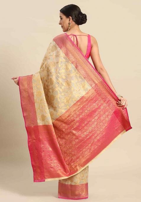 Pink Woven Design Tissue Silk Saree