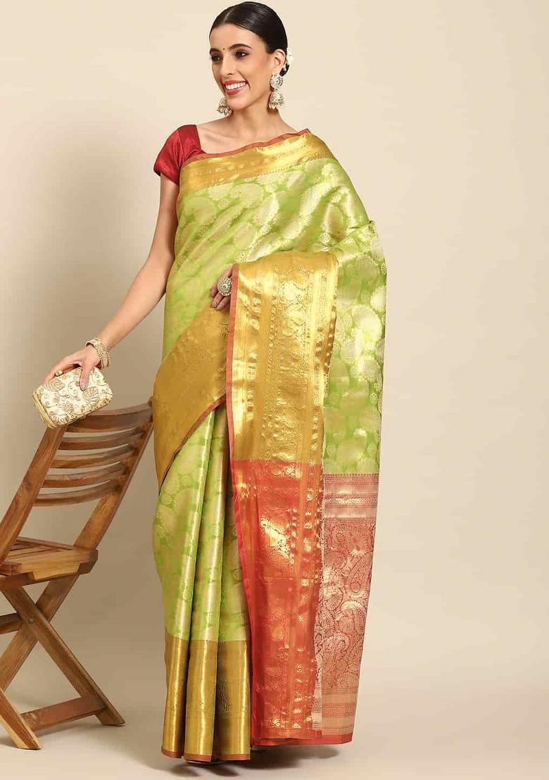 Green Woven Design Art Silk Saree