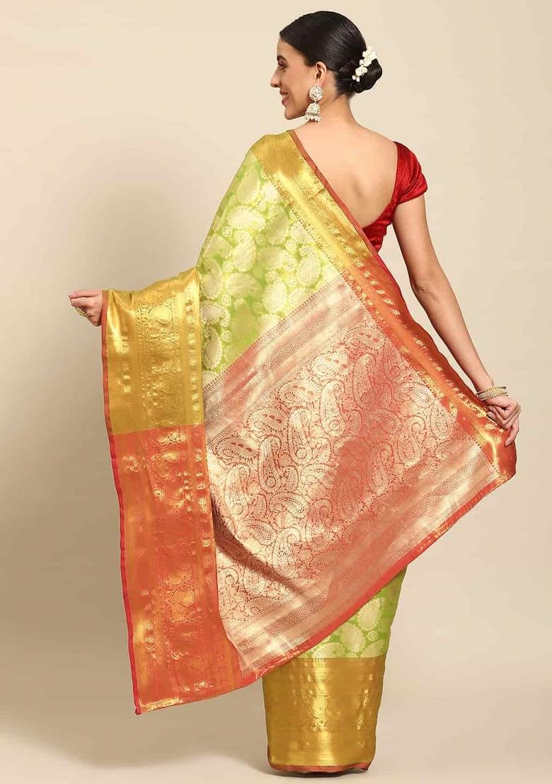 Green Woven Design Art Silk Saree