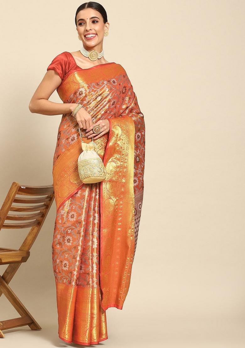 Red Woven Design Art Silk Saree