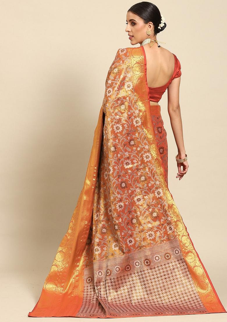 Red Woven Design Art Silk Saree