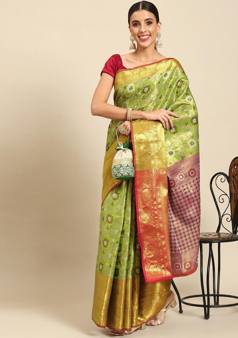 Green Woven Design Art Silk Saree