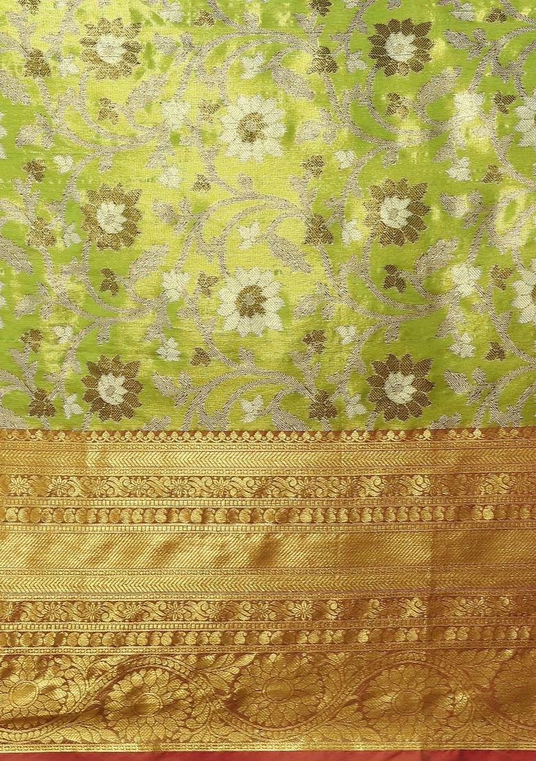 Green Woven Design Art Silk Saree