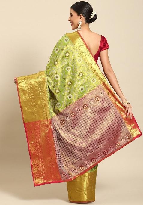 Green Woven Design Art Silk Saree