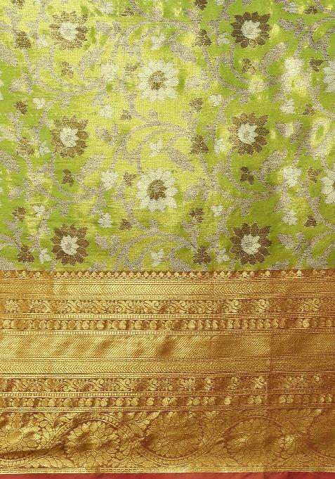 Green Woven Design Art Silk Saree