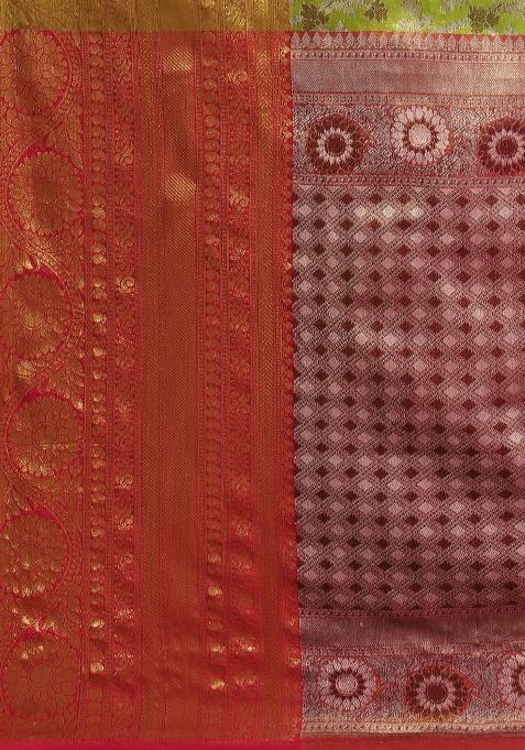 Green Woven Design Art Silk Saree