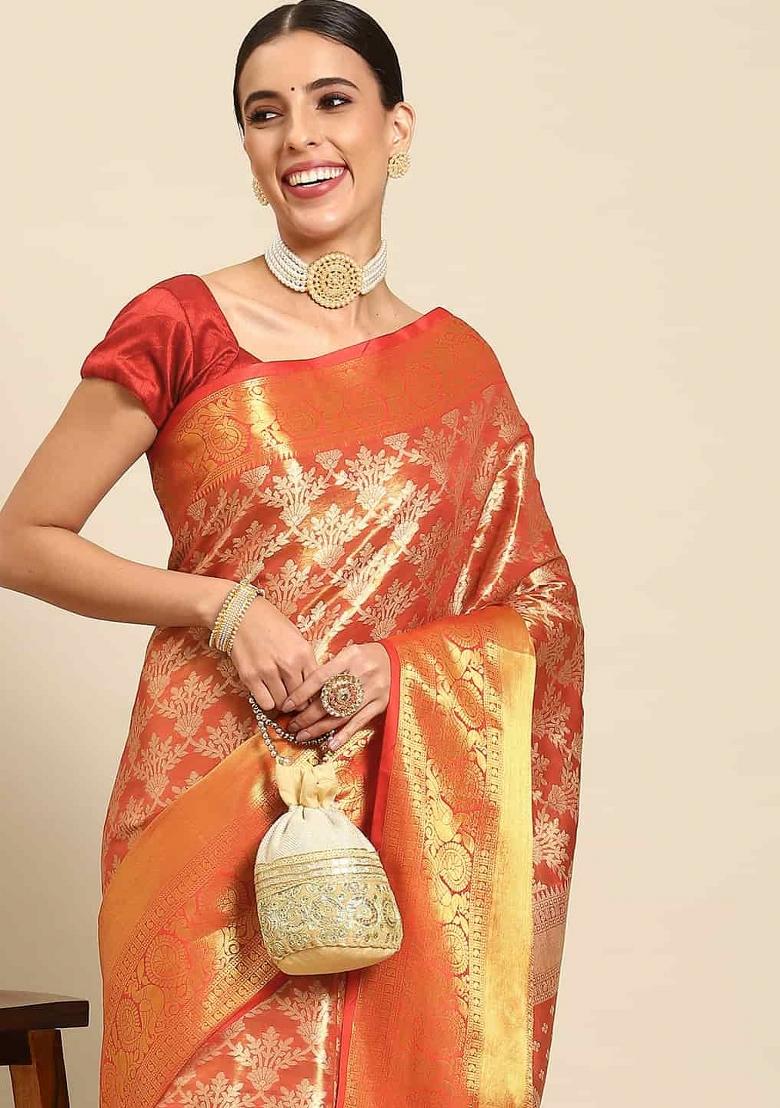 Red Woven Design Art Silk Saree