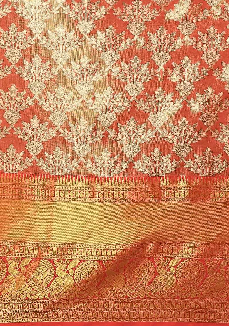 Red Woven Design Art Silk Saree