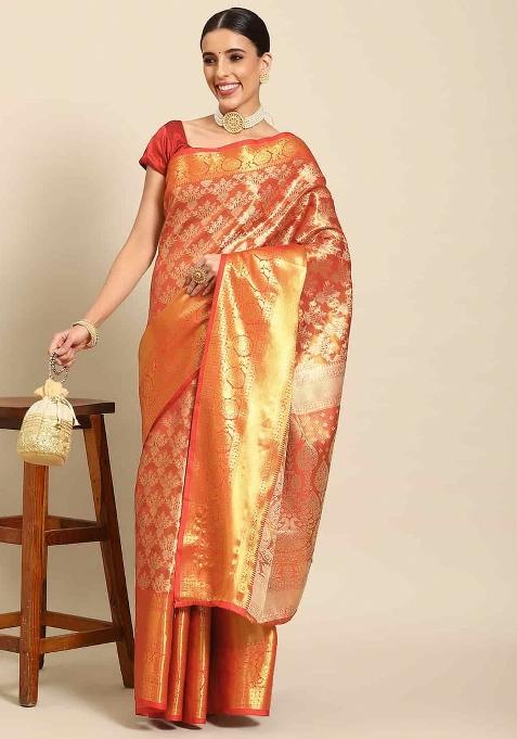 Red Woven Design Art Silk Saree