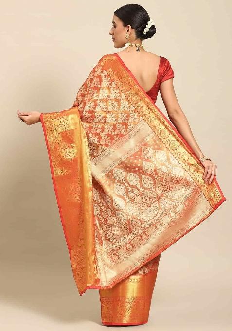 Red Woven Design Art Silk Saree