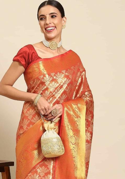 Red Woven Design Art Silk Saree