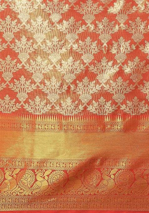 Red Woven Design Art Silk Saree