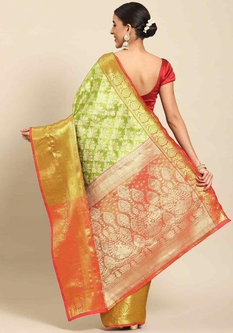 Green Woven Design Art Silk Saree