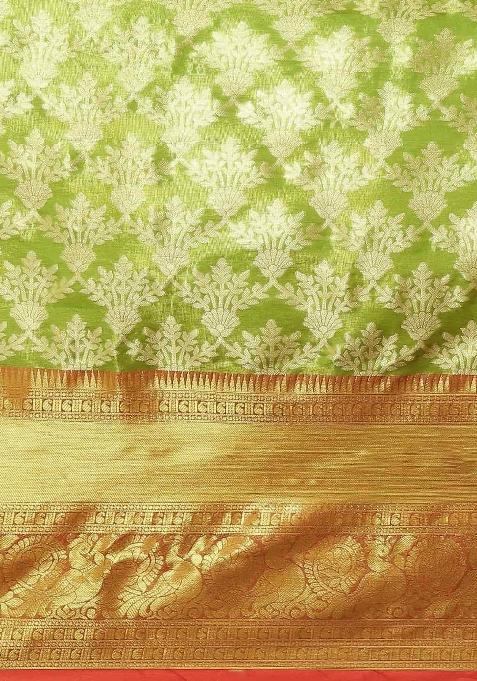 Green Woven Design Art Silk Saree