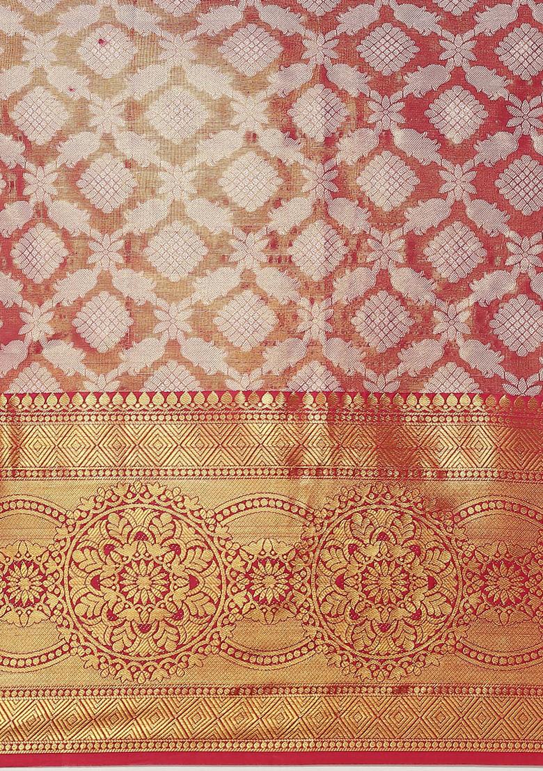 Pink Woven Design Brocade Saree