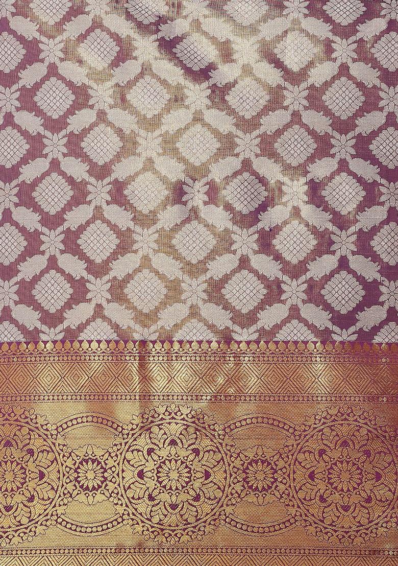Purple Woven Design Brocade Saree