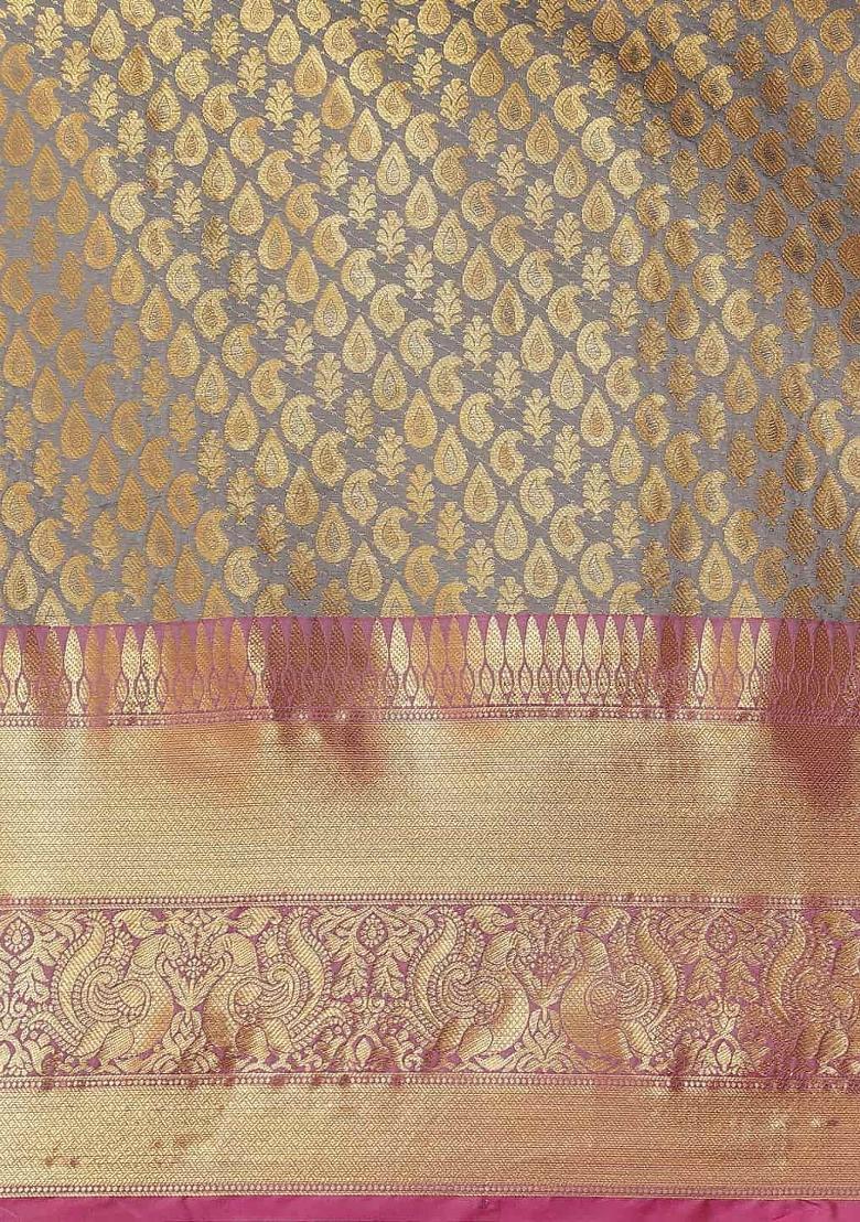 Grey Woven Design Brocade Saree