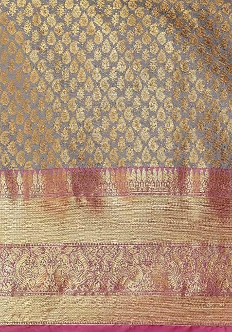 Grey Woven Design Brocade Saree