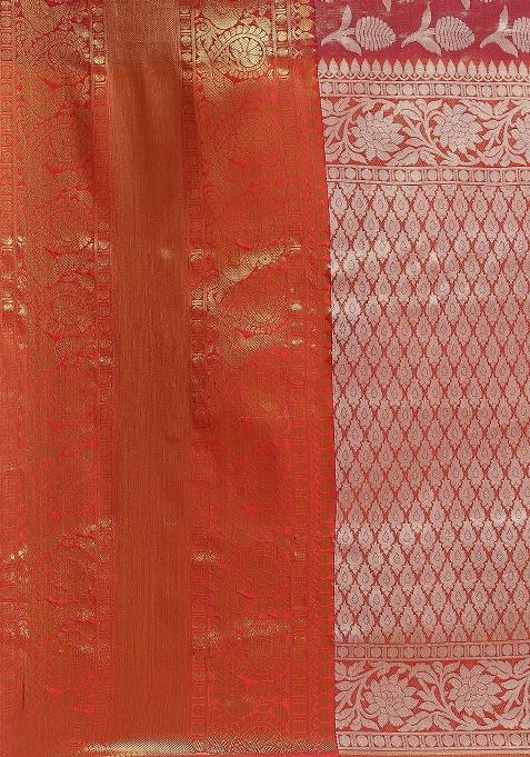 Pink Woven Design Brocade Saree