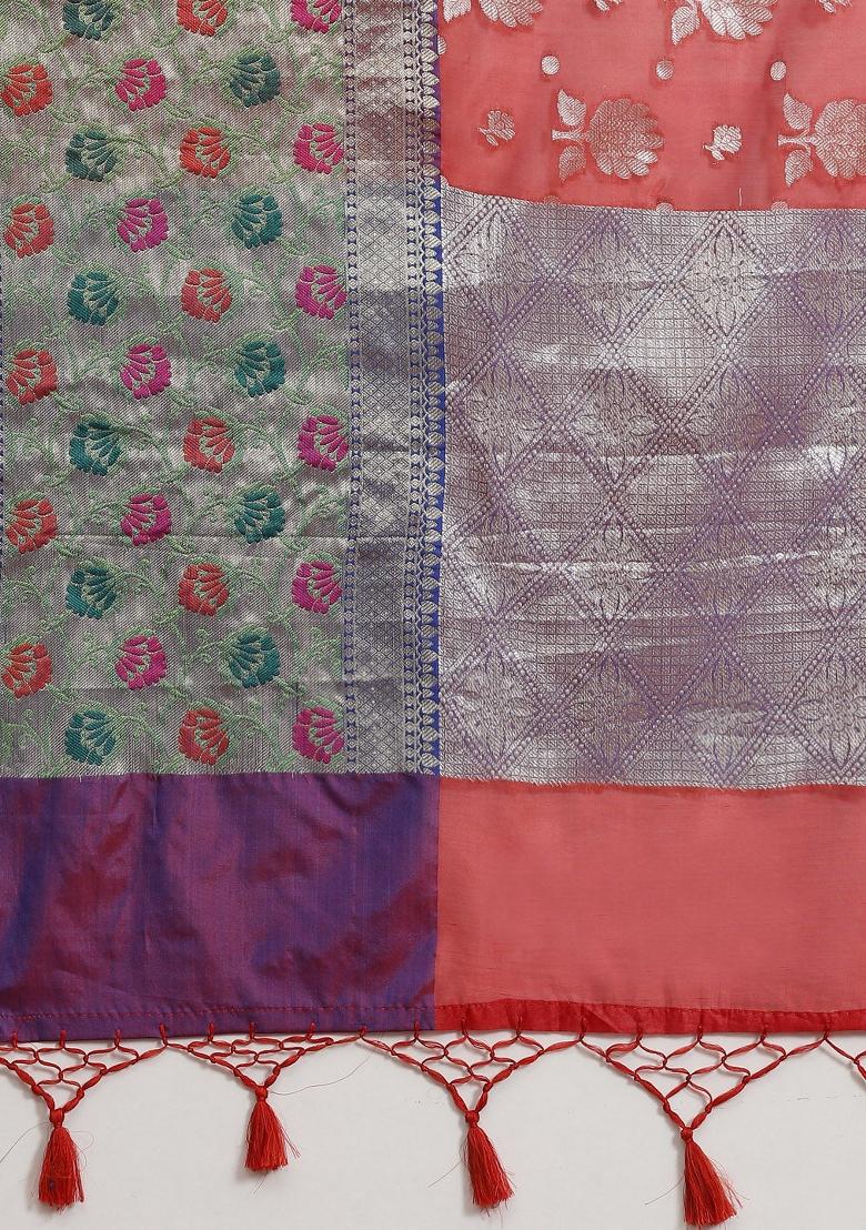 Red Woven Design Art Silk Saree