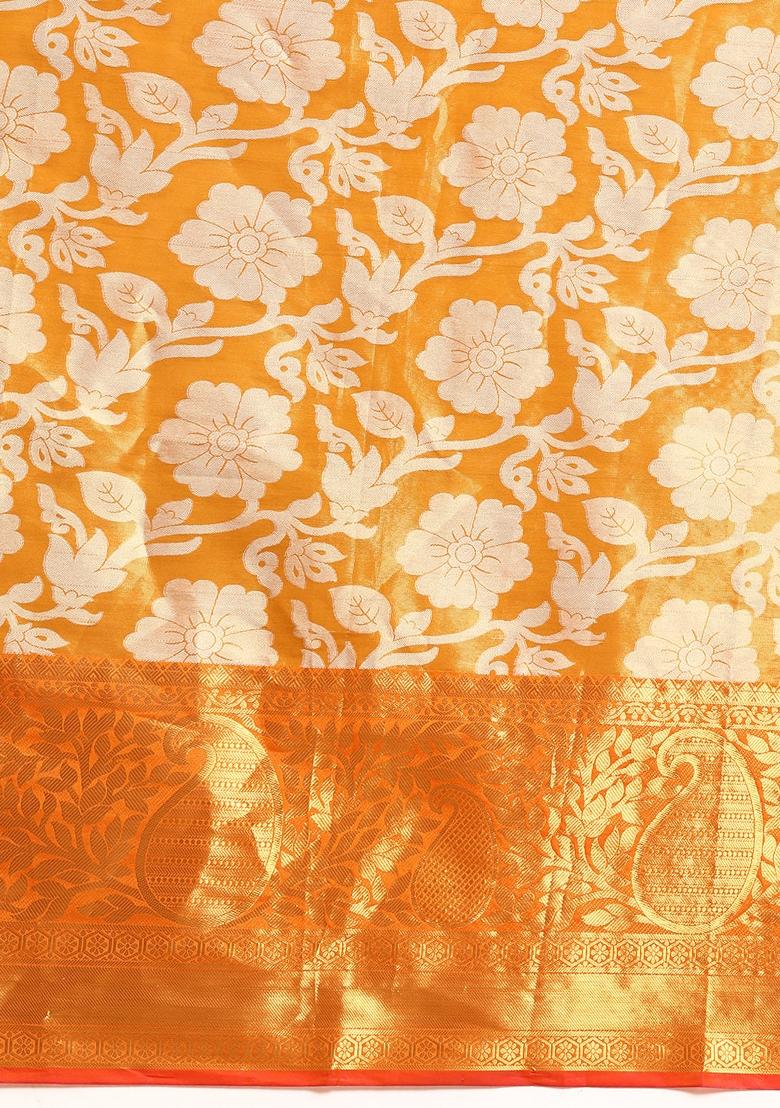 Yellow Woven Design Tissue Silk Saree