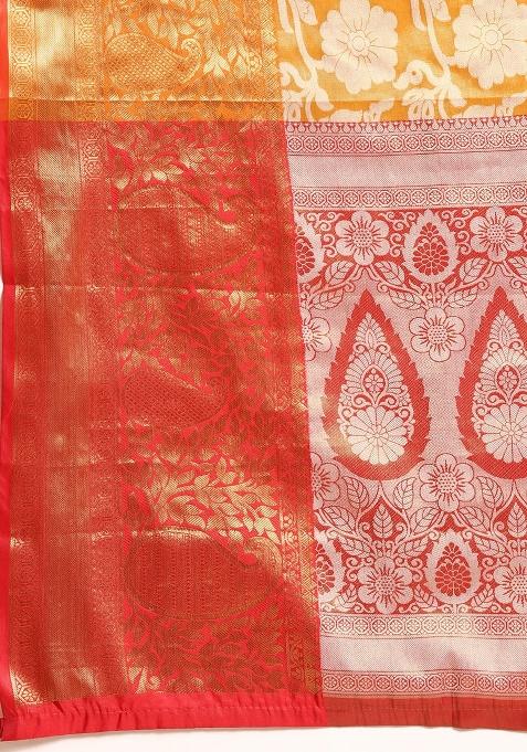 Yellow Woven Design Tissue Silk Saree