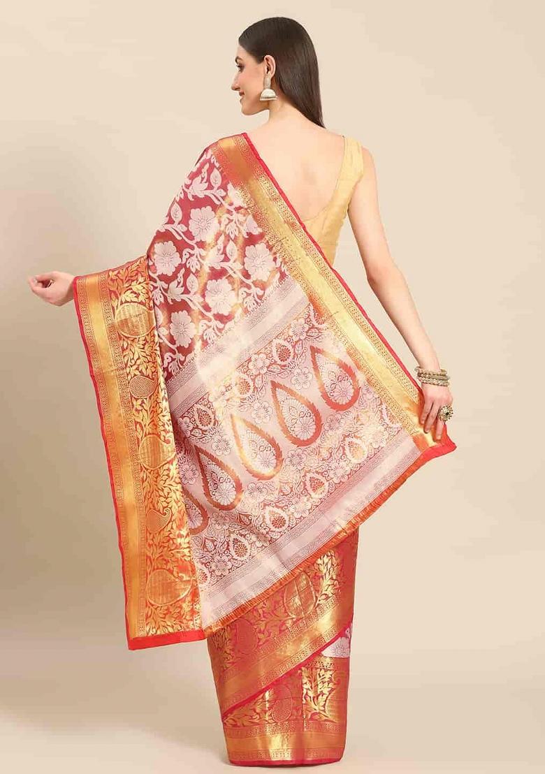 Pink Woven Design Tissue Silk Saree