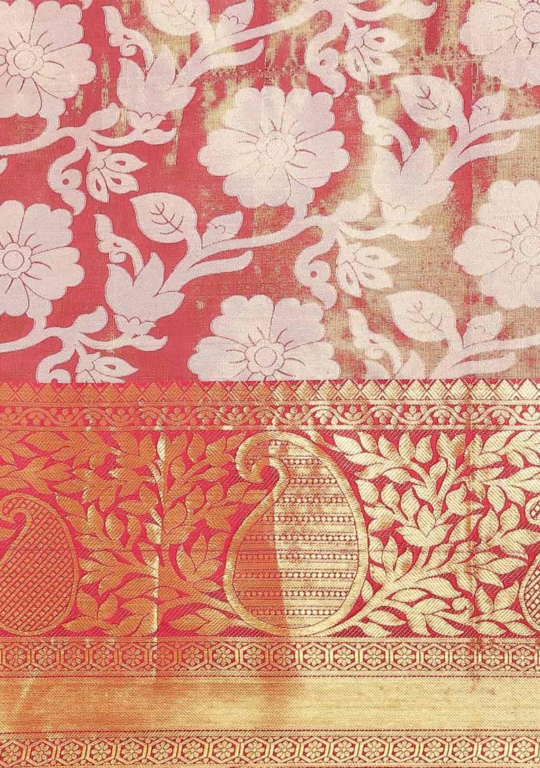 Pink Woven Design Tissue Silk Saree